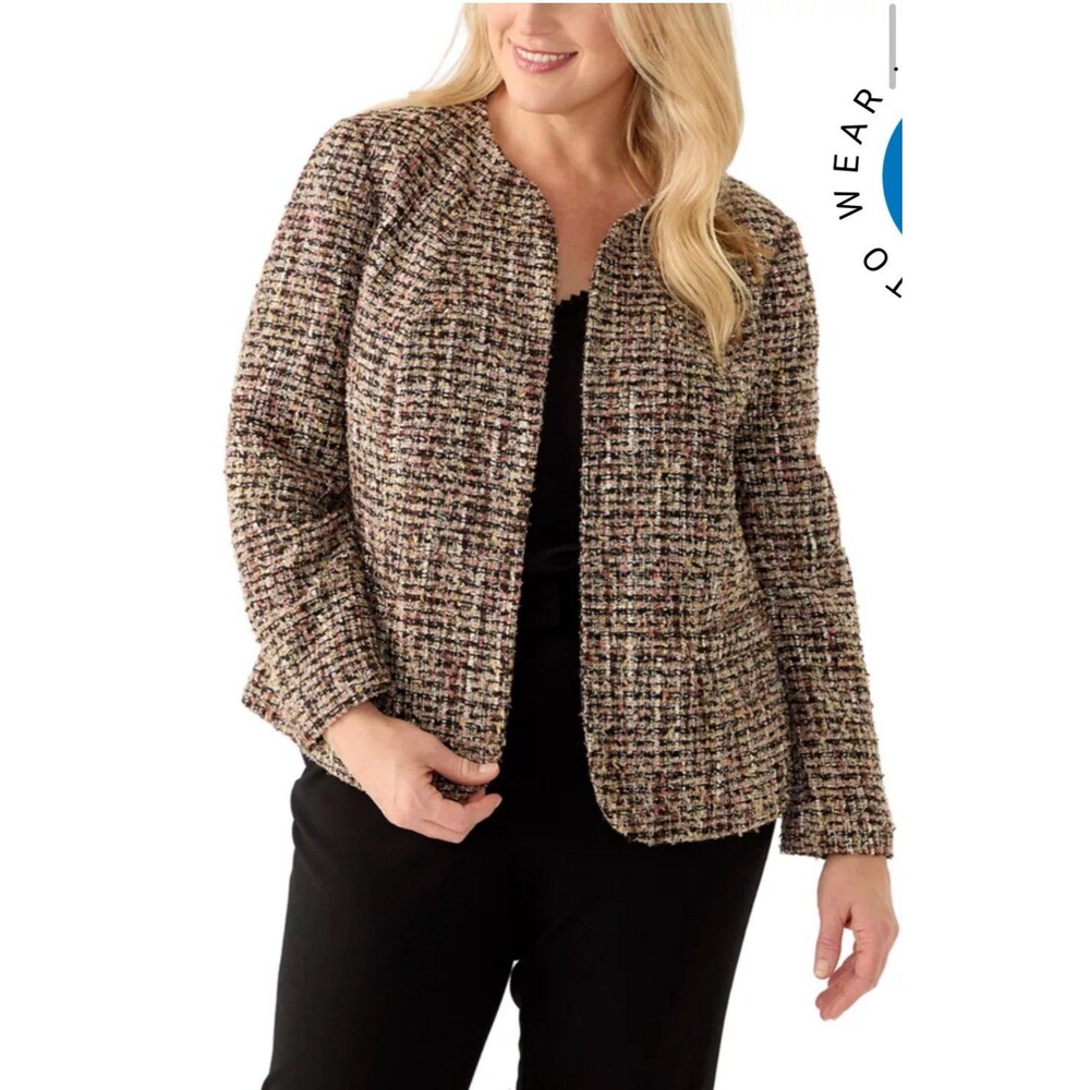 NWT THE LIMITED Plus Size 1X Blazer Tweed Open Blazer Metal Career Academia